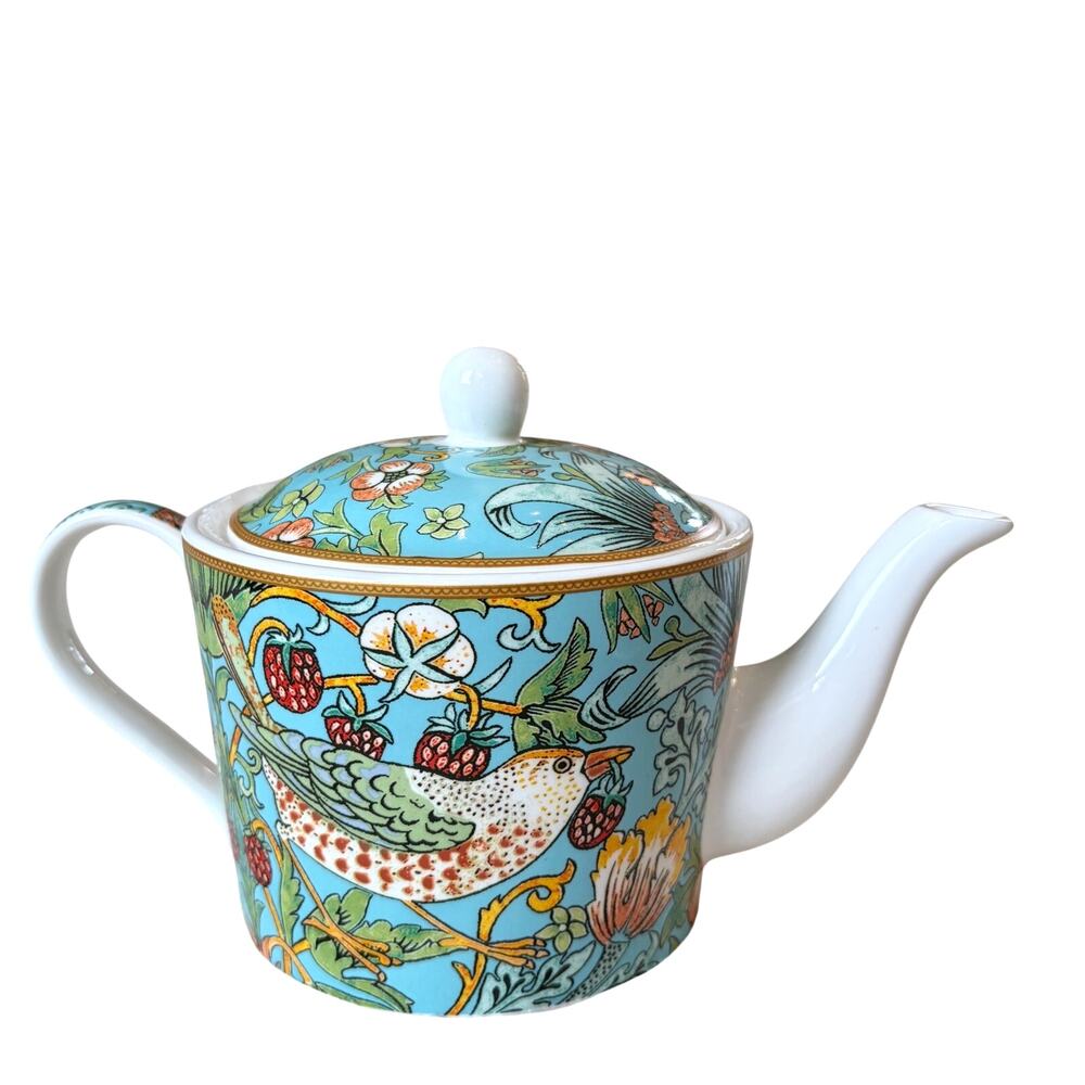 William Morris Strawberry Thief Fine Porcelain Teapot NEW